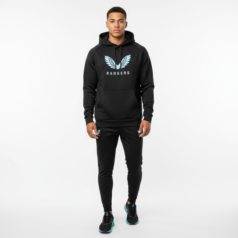 NWT Castore Rangers Pro Coaches Hoodie Mens Size Small Black Athletic Fanwear